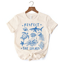 Carregar imagem no visualizador da galeria, Respect the Locals Ocean Animals T-Shirt, Cute White and Natural Vacation Tee