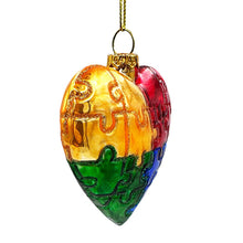 Carregar imagem no visualizador da galeria, Sentimental Autism Heart Puzzle Glass Christmas Ornament, Autistic Child Parent Gift