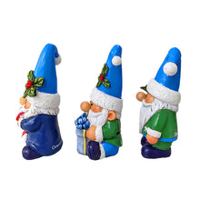 Carregar imagem no visualizador da galeria, Sky Blue Hat Festive Holiday Gnome Set of Three Miniature Christmas Tabletop Figurine Statues