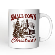Carregar imagem no visualizador da galeria, Small Town Christmas Vintage Personalized Mug, Rustic Winter Church Gift with Custom Name