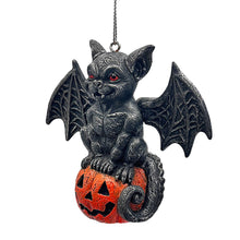 Load image into Gallery viewer, Spooky Gargoyle on a Pumpkin Ornament, Goth Halloween Themed Tree Decor