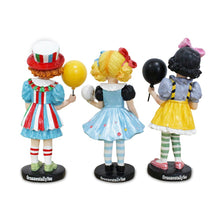 Carregar imagem no visualizador da galeria, Spooky Victorian Masquerade Girl Trio, 6" Trick or Treat Clown Figurines and Hauntingly Elegant Halloween Decor
