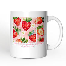 Carregar imagem no visualizador da galeria, Taste and See That The Lord is Good Personalized Mug, Christian Faith Strawberry Gift with Custom Name
