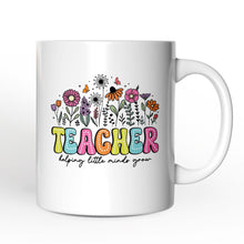 Carregar imagem no visualizador da galeria, Helping Little Minds Grow Teacher Personalized Mug, Floral Appreciation Gift with Custom Name