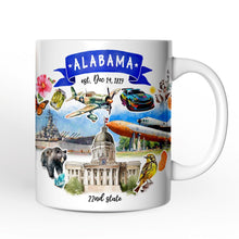 Load image into Gallery viewer, Artistic Alabama State Themes and Landmarks Personalized Mug With Custom Name