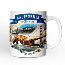 Load image into Gallery viewer, Artistic California State Themes and Landmarks Personalized Mug With Custom Name