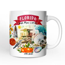Load image into Gallery viewer, Artistic Florida State Themes and Landmarks Personalized Mug With Custom Name