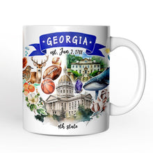 Load image into Gallery viewer, Artistic Georgia State Themes and Landmarks Personalized Mug With Custom Name
