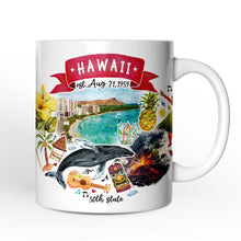 Load image into Gallery viewer, Artistic Hawaii State Themes and Landmarks Personalized Mug With Custom Name