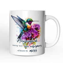 Load image into Gallery viewer, Artistic Hummingbirds Carry the Love Whispers Quote Personalized Mug, Memorial Gift With Custom Name