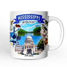 Load image into Gallery viewer, Artistic Mississippi State Themes and Landmarks Personalized Mug With Custom Name