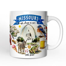 Load image into Gallery viewer, Artistic Missouri State Themes and Landmarks Personalized Mug With Custom Name