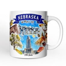Carregar imagem no visualizador da galeria, Artistic Nebraska State Themes and Landmarks Personalized Mug With Custom Name