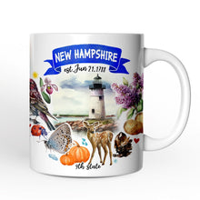 Cargar imagen en el visor de la galería, Artistic New Hampshire State Themes and Landmarks Personalized Mug With Custom Name