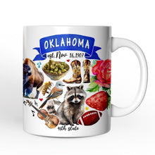Load image into Gallery viewer, Artistic Oklahoma State Themes and Landmarks Personalized Mug With Custom Name