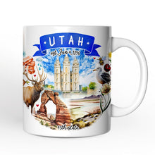 Carregar imagem no visualizador da galeria, Artistic Utah State Themes and Landmarks Personalized Mug With Custom Name