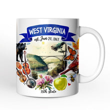 Cargar imagen en el visor de la galería, Artistic West Virginia State Themes and Landmarks Personalized Mug With Custom Name