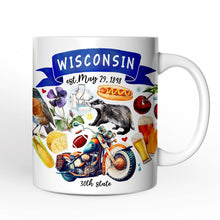 Carregar imagem no visualizador da galeria, Artistic Wisconsin State Themes and Landmarks Personalized Mug With Custom Name