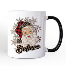 Load image into Gallery viewer, Believe Santa Buffalo Plaid Personalized Mug, Retro Christmas Gift with Custom Name