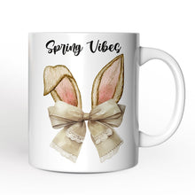 Load image into Gallery viewer, Coquette Bow Bunny Ears Personalized Mug, Aesthetic Spring Vibes Gift With Custom Name