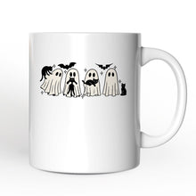 Load image into Gallery viewer, Ghosts and Cats Spooky Personalized Mug, Whimsical Halloween Gift with Custom Name