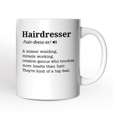 Carregar imagem no visualizador da galeria, Hairdresser Definition Personalized Mug, Funny Stylist Gift With Custom Name
