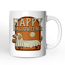 Carregar imagem no visualizador da galeria, Happy Halloweenie, Personalized Halloween Mug, Retro Halloween Dachshund Gift with Custom Name