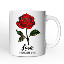 Carregar imagem no visualizador da galeria, Rose Stained Glass Personalized Mug, Love Blooms Like a Rose Custom Name Gift