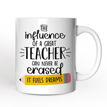 Carregar imagem no visualizador da galeria, Teacher Appreciation Personalized Mug, The Influence Of A Great Teacher Gift With Custom Name