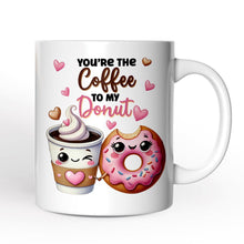 Load image into Gallery viewer, You’re the Donut to My Coffee Personalized Mug for Couple, Cute Romantic Coffee and Donuts Lover Gift With Custom Names