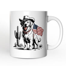 Load image into Gallery viewer, American Cowboy Dog Personalized Mug, Western 4th of July Gift with Custom Name