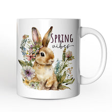 Carregar imagem no visualizador da galeria, Artistic Watercolor Spring Vibes Personalized Mug, Floral Bunny Custom Gift with Name