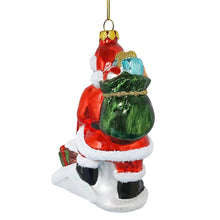 Load image into Gallery viewer, Black Santa and His List Glass Christmas Ornament, African American Tree Decor