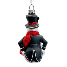 Load image into Gallery viewer, Dapper Gentleman Snowman Glass Christmas Ornament, Refined Handblown Holiday Tree Decor