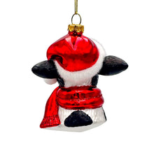 Carregar imagem no visualizador da galeria, Festive Cow in Wreath Blown Glass Christmas Ornament, Farmhouse Theme Tree Decoration