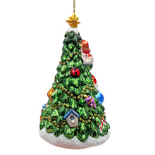 Carregar imagem no visualizador da galeria, Festive Snowman and Christmas Tree Glass Ornament