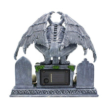 Carregar imagem no visualizador da galeria, Grave Guardian Gargoyle Figurine, 7" Solar Powered Gothic Halloween Garden Statue