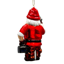 Carregar imagem no visualizador da galeria, Handyman Santa Glass Ornament, Skilled Builder, Tradesman and Repairman Gift