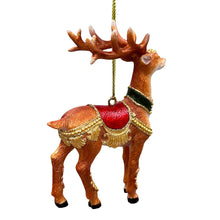 Carregar imagem no visualizador da galeria, Majestic Deer in Gold Armor Ornament, Regal Christmas Tree Decor