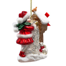 Carregar imagem no visualizador da galeria, (Pre-Order) Quaint Little Winter Girl Feeding the Birds Glass Christmas Ornament, Cardinal Birdhouse Tree Decor