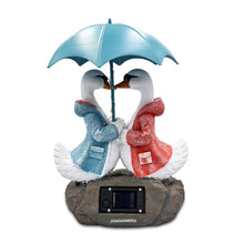 Carregar imagem no visualizador da galeria, Romantic Swan Couple Under an Umbrella Solar Powered Garden Statue, 10" Lighted Outdoor Bird Figurine Decor
