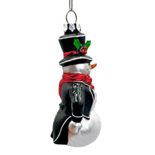 Load image into Gallery viewer, Dapper Gentleman Snowman Glass Christmas Ornament, Refined Handblown Holiday Tree Decor