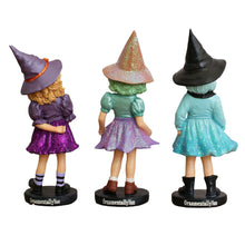 Carregar imagem no visualizador da galeria, Mystical Victorian Witch Sisters Set of Three Figurines, Enchanted 6" Statues for a Bewitching Halloween Tabletop Display