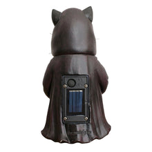 Carregar imagem no visualizador da galeria, (Pre-Order) Ominous Black Cat Wizard Figurine, 7" Solar Light Gothic Yard Statue Decor