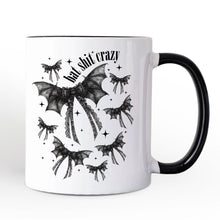 Load image into Gallery viewer, Bat Shit Crazy Coquette Bats Personalized Mug, Funny Halloween Gift with Custom Name