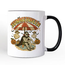 Carregar imagem no visualizador da galeria, Summerween Vampire Dracula Personalized Mug, Retro Halloween Beach Gift with Custom Name for Horror Spooky Summer Season