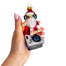 Carregar imagem no visualizador da galeria, (Pre-Order) DJ Santa Spinning Christmas Party Glass Ornament, Headphones and Music Star Hipster Tree Decor