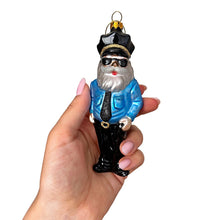 Carregar imagem no visualizador da galeria, (Pre-Order) Santa the Police Officer Glass Christmas Ornament, Law Enforcement Cop Tree Decor