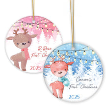 Carregar imagem no visualizador da galeria, Baby Reindeer First Christmas Male and Female Personalized Ornament