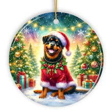 Cargar imagen en el visor de la galería, Charming Rottweiler in Festive Attire Ornament, Heartwarming Dog-Themed Christmas Gift Decor